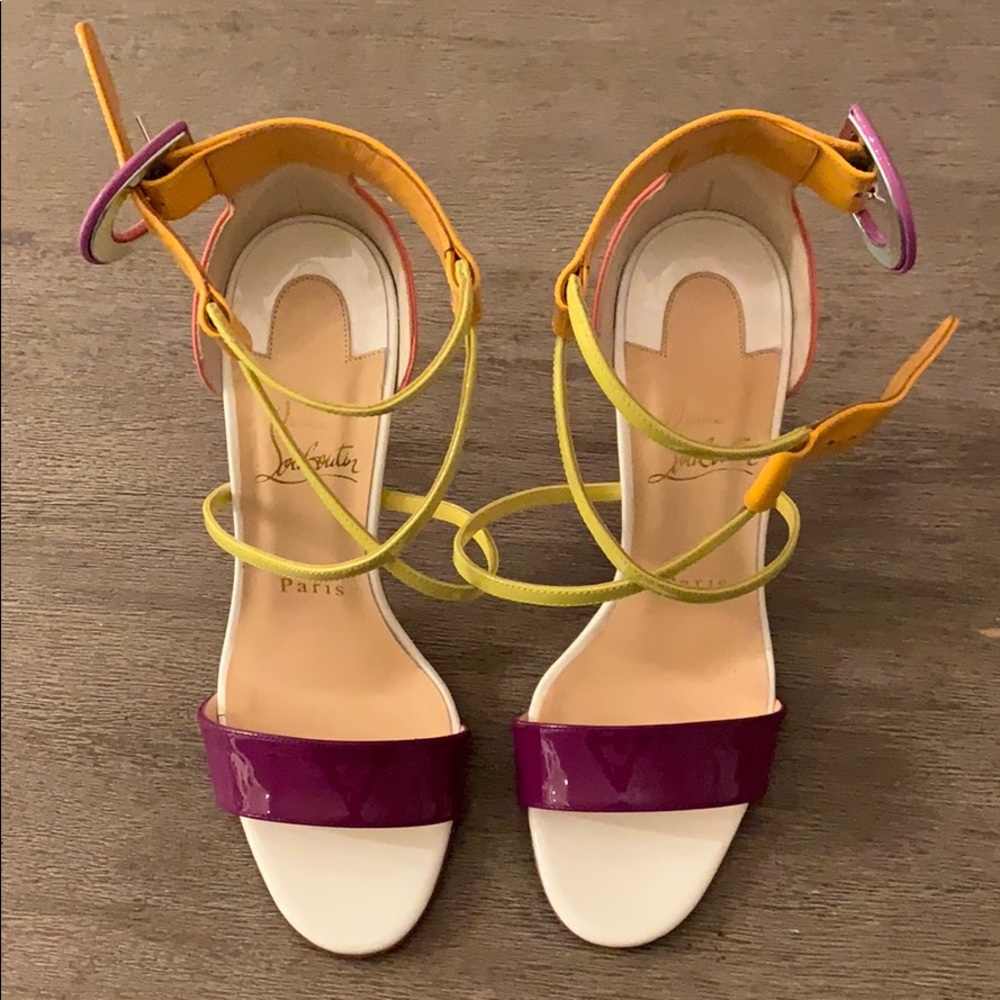 Christian Louboutin  rainbow strappy stilettos